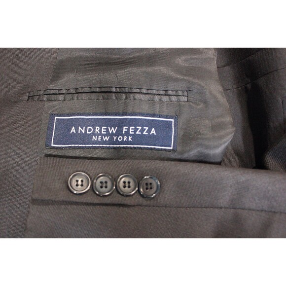 Andrew Fezza Men's 2 Piece Suit BLue Wool Silk 3 Btn 48R Flat Fronts 41" Waist - Picture 12 of 12